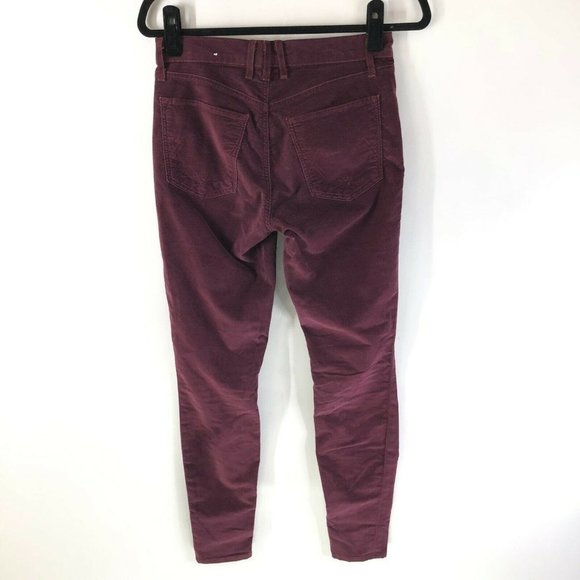 McGuire Womens Skinny Pants Velvet Button Fly Stretch Burgundy Size 25 - Picture 2 of 5